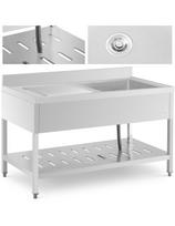 Vienos kameros gastronominė baseino kriauklė su lentyna ir dešiniuoju apvadu 140 x 70 x 94,5 cm