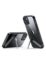 Tvirtas dėklas su gelio rėmeliu ir įmontuotu stovu iPhone 14 Plus, juodas