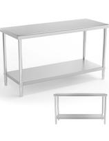 Stalas, centrinis plieninis stalviršis su lentyna, 150 x 60 cm, iki 230 kg