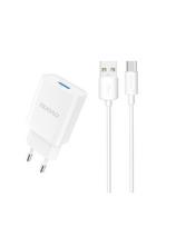 Dudao A4EU USB-A 2.1A sieninis įkroviklis - baltas + USB-A - USB-C laidas