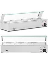 Bain-marie maisto šildytuvas šildantis bufetas su dangteliu 3 x GN 1/ 2 2000 W