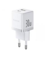 „Palm“ 30 W USB-C USB-A sieninis įkroviklis – baltas