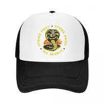 Punk Unisex Cobra Kai Strike First Cobra logotipas Trucker Hat suaugusiems Karate Vaikams Reguliuojama beisbolo kepuraitė Hip Hop Snapback kepurės Trucker Hat