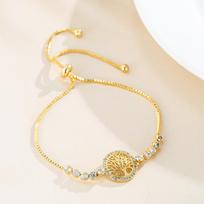 Kūrybinis inkrustuotas cirkonio laimės medžio apyrankė Kalėdų eglutės apyrankė Laimės medžio apyrankės ornamentas geltona