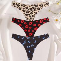 3 VNT./KOMPLEKTAS Seksualūs G-string Kelnaitės Moterims Spalvingos Bikini Moteriškas Apatinis Trikotažas T-back Intymūs Lingerie Besiūlės Žemo Liemens Kelnaitės Moteriai S&Set