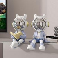 Astronautas Figūrėlė Knygų Laikiklis - Kūrybingas Svetainės ar Koridoriaus Dekoras, Tobula Gimtadienio Dovana Orange Sitting B - No Rectangle Base