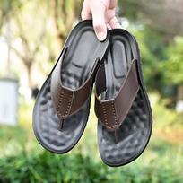 New Summer Beach Slippers Men Flip Flops Top Quality Antiskid Beach Sandals Male Fashion Men's Casual Flats Platform Flip Flops 38 ruda