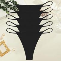 5Pcs/Set Sexy Minimalist Thong Underwear for Women Low Rise Thin Strap Seamless Soft Comfortable Briefs XS