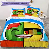 Sunny & Melon Pattern Bedding uilt Set uilt Cover Pillowcase Home Decoration Birthday Gift (1 * duvet cover + 2 * pillowcase without core)185 135x200cm