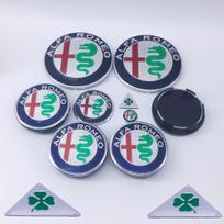 11 vnt./rinkinys ratų centrinių dangtelių „Alfa Romeo“, vairo emblema 50 mm skersmens, 74 mm, variklio dangtis, bagažinė 40 mm 20 mm 90 mm 50mm black cap