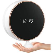Touchless Automatic Soap Dispenser with Clock: Wall Mount Rechargeable Adjustable Foaming for Kitchen Bathroom Hand Dish Lotion