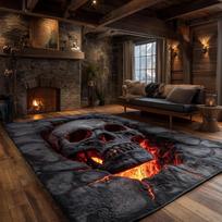 Skull Print Carpet Fire Pit Skeleton 2D Printed Door Mat Living Room Bedroom Home Decor Carpet 40x60cm