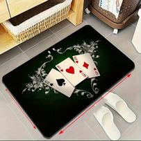 Poker Floor Mat with Anti Slip and Absorbent Green Felt Surface and White Markings Suitable for Game Room Poker Style Carpet 40cm x 60cm