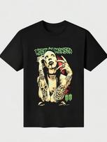 Alphabet Art Tattoo Design Street Baggy Cotton T-shirt Rock Band Industrial Metal Gothic Thriller Short Sleeve Couple T-shirt S įvairiaspalvis