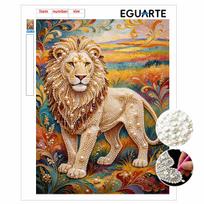 DIY Pearl Art Painting Majestic Lion Handmade Craft Modern Wall Decor Leisure Relax Activity Nice Gift for Novice Art Practitioners Home 30x40