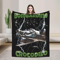 Tung Tung Tung Sahur Blankets Funny Italian Brainrot Meme Flannel Novelty Breathable Throw Blankets for Home Restaurant 200x150cm 80x60in