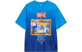 Li Ning BADFIVE T Shirts Men's Interstellar Blue Gradient Crew Neck Moderate Straight Fit AHST903-1 M