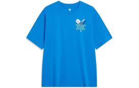 Li Ning T Shirts Unisex Interstellar Blue Crew Neck Moderate Straight Fit AHST905-2 XL