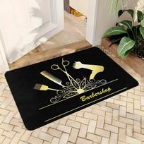 Barber Shop Welcome Mat Barber Shop Sign Floor Mat Graphic Printed Doormats for Bathroom Kitchen Entrance Carpet Home Decor 40cm x 60cm
