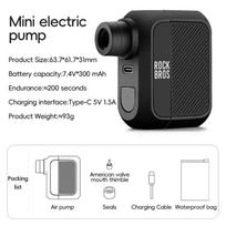 ROCKBROS 100PSI Mini Electric Bicycle Pump Portable Air Inflator Bike Pump Type-C Charging Sports Ball MTB Road Cycling Pump AS110 100psi