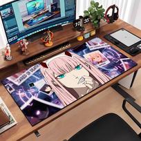 Cute Zero Two Girl Mouse Pad Large Anti-Slip Rubber Gaming MousePad Durable Desk Pad Thick Seam Edge Suitable For Office And Gam 600x300x2mm
