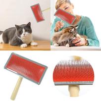 Self Cleaning Slicker Brush Pet Hair Remover Dog Brush & Cat Brush Slicker Pet Grooming Brush Shedding Dog Leash Accessories (Red,One Size) raudona