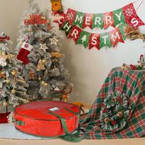 Christmas Wreath Storage Bag Durable Tarp Material Zipper Sturdy Carry Handles Garage Organization For Clothes Organizer One Size