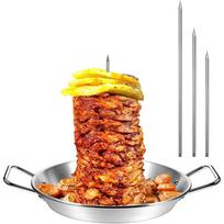 Pan With Skewer Cooking Plate 304 Stainless Steel Vertical Skewer Pan Vertical Pan With 3 Removable Spikes Bbq Accessories (Silver,One Size) sidabras