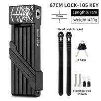 WEST BIKING Bicycle Folding Lock Security Anti-theft Cycling Lock MTB Road Bike Accessories Scooter Electric Bike Foldable Lock 67CM LOCK-105 KEY
