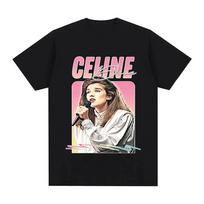 2026 Naujas dainininkės Céline Dion medvilninis marškinėlis su grafiniu spaudiniu Streetwear mada Moterims Vyrams Laisvalaikio apvalia kaklo iškirpte Suaugusiųjų viršutiniai drabužiai Vasara 4XL