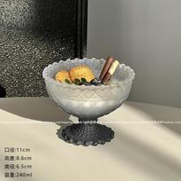 Pearl-edged Gradient Black Short-Legged Dessert Bowl Ice Cream Bowl Sweet Soup Glass Bowl Juice And Cold Drink Dessert Bowl 1PCS