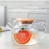 1/1.8LGlass Teapot with Bamboo Lid Transparent Heat-Resistant Thicken Glass Pitcher Cold Water Jug Household Puer Kettle Tea Pot