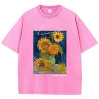 Van Gogh Sunflower Print Printing TShirts Man Casual TShirt Breathable Clothing Casual Oversized Tee Shirt M