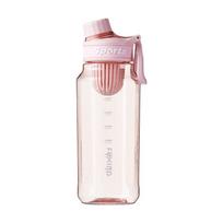 Fashion Sports Water Bottle with Scale Marker Large Capacity Leakproof Clear Drink Bottle Outdoor Sports Water Jugs 750ml rožinė