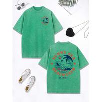 Sunny Sea Beach Club Surf Prints Washed TShirt Women Cotton Oversize T Shirt Comfortable ONeck Distressed Tops Clothes S