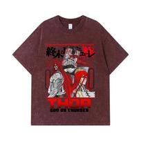 GSM Washed Tshirts  Cotton Record of Ragnarok V Thor Print Unisex Heavy Cotton T Shirt S