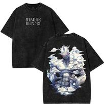 JoJos Bizarre Adventure Weather Report Print Tee Men Women Washed Cotton Tshirts Vintage T Shirt Harajuku Short Sleeve Tshirt S