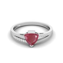 0.93 Cts Trillion Shape Ruby 925 Sterling Silver Split Shank Women Anniversary Ring 10