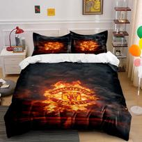 Fire-themed Manchester United logo. Bedding sets Duvet cover sets Duvet covers Pillowcases(1 * Duvet Cover 2 * Pillowcases without duvet insert) 135x200cm