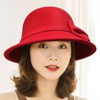 Moterų trilby veltinio kepurė Fedoras žieminė kepurė Retro Jazz Cap Bowknot raudona