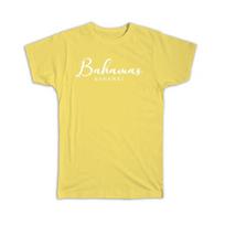 Gift T-Shirt : Bahamas Cursive Typography Tropical Beach Travel Souvenir M
