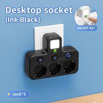 ES prailgintuvas – AC lizdai su USB ir Type-C parinktimis, individualūs jungikliai + naktinis apšvietimas, galimas 2 versijomis 【A】Jack*3 juoda