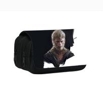 Black Myth Wukong Student Double Layer Pen Case With Nylon Material For School Supplies juoda