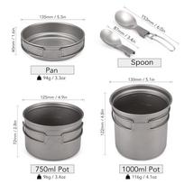 Camping   Cookware Set 1000ml 750ml Pot Pan Spoon Set for Outdoor Camping Hiking Backpacking Picnic Cooking Equipment