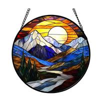 Round Acrylic Suncatcher Hanging Ornament Snowman Design 2D Flat Panel Decorative Window Art for Living Room and Home Display One Size