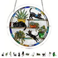 20 8cm 2D Acrylic Puzzle Garden Suncatcher Hanging Ornament with Cat Design Decorative Window Hanging Art Piece One Size