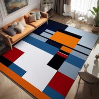Mondrian Bauhaus Geometric Area Rug Modern Abstract Art Non-Slip Washable Carpet for Living Room Bedroom Decor 40X60CM