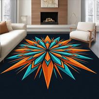 Bold Colorful Trippy Sun Swirl Print Area Rug Boho Mexican Art Themed Decor Soft Carpet for Living Room Bedroom 40X60CM