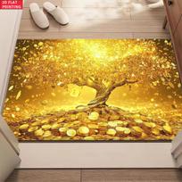 Lucky Golden Bitcoin Money Tree Coin Non Slip Area Rug Washable Indoor Floor Mat for Feng Shui Wealth Prosperity Home Decor 40x60cm