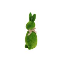 Green Figurines With Burlap Scarf Green Standing Sculpture Flocked Easter Spring Garden Decoration Flocked Rabbit Clues Ornament (as the picture,One Size)